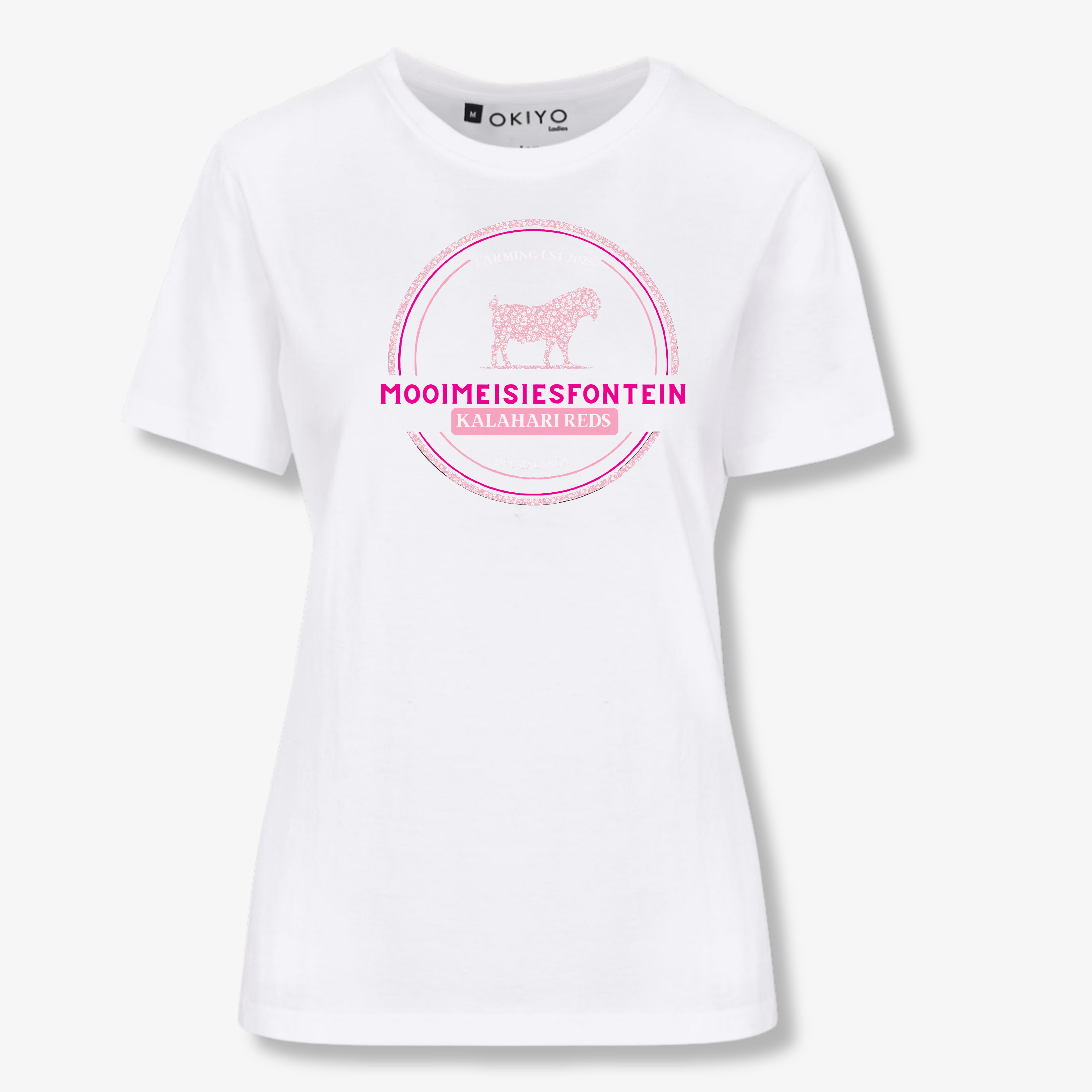 MMF Pink Flower Chest Tee – White