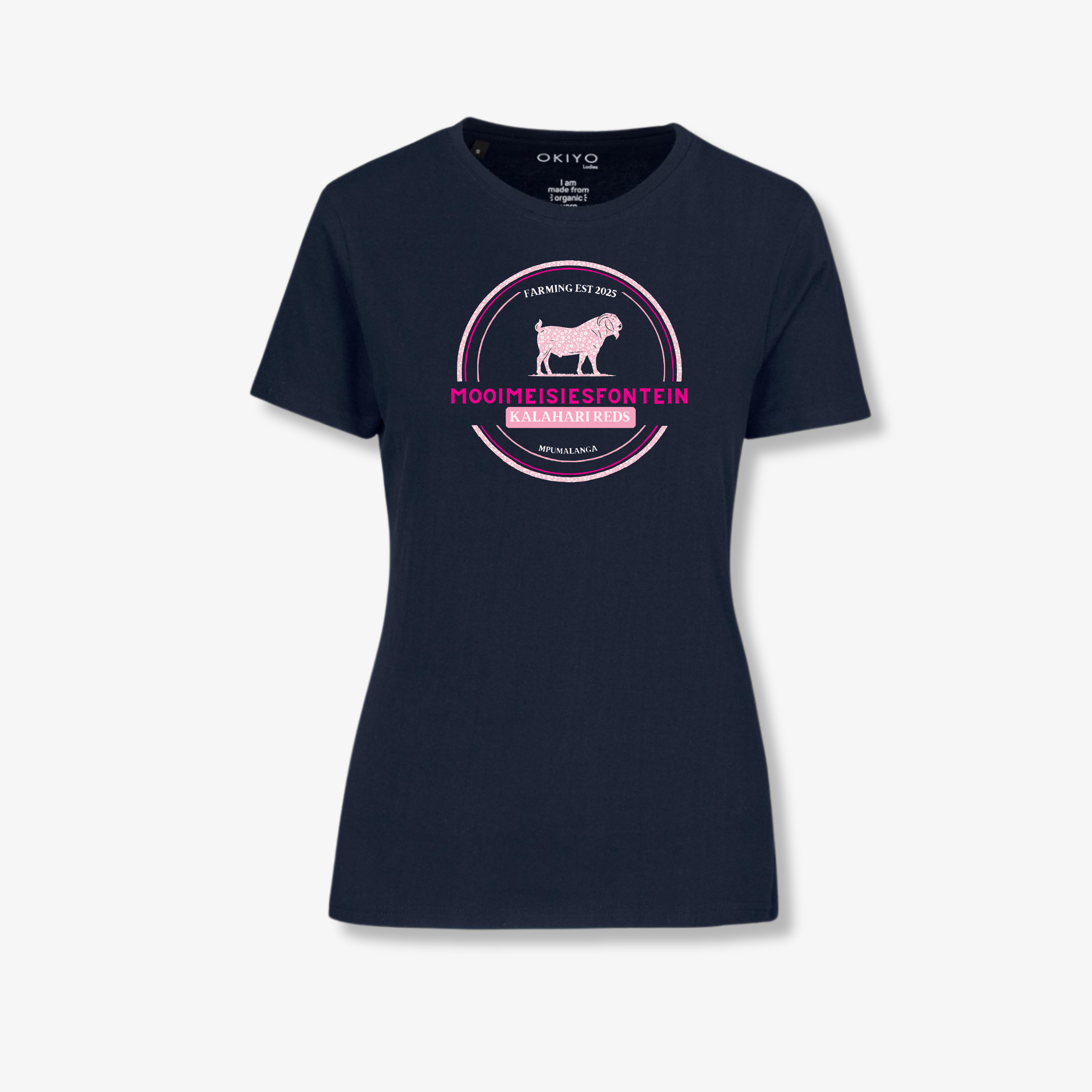 MMF Pink Flower Chest Tee – Navy