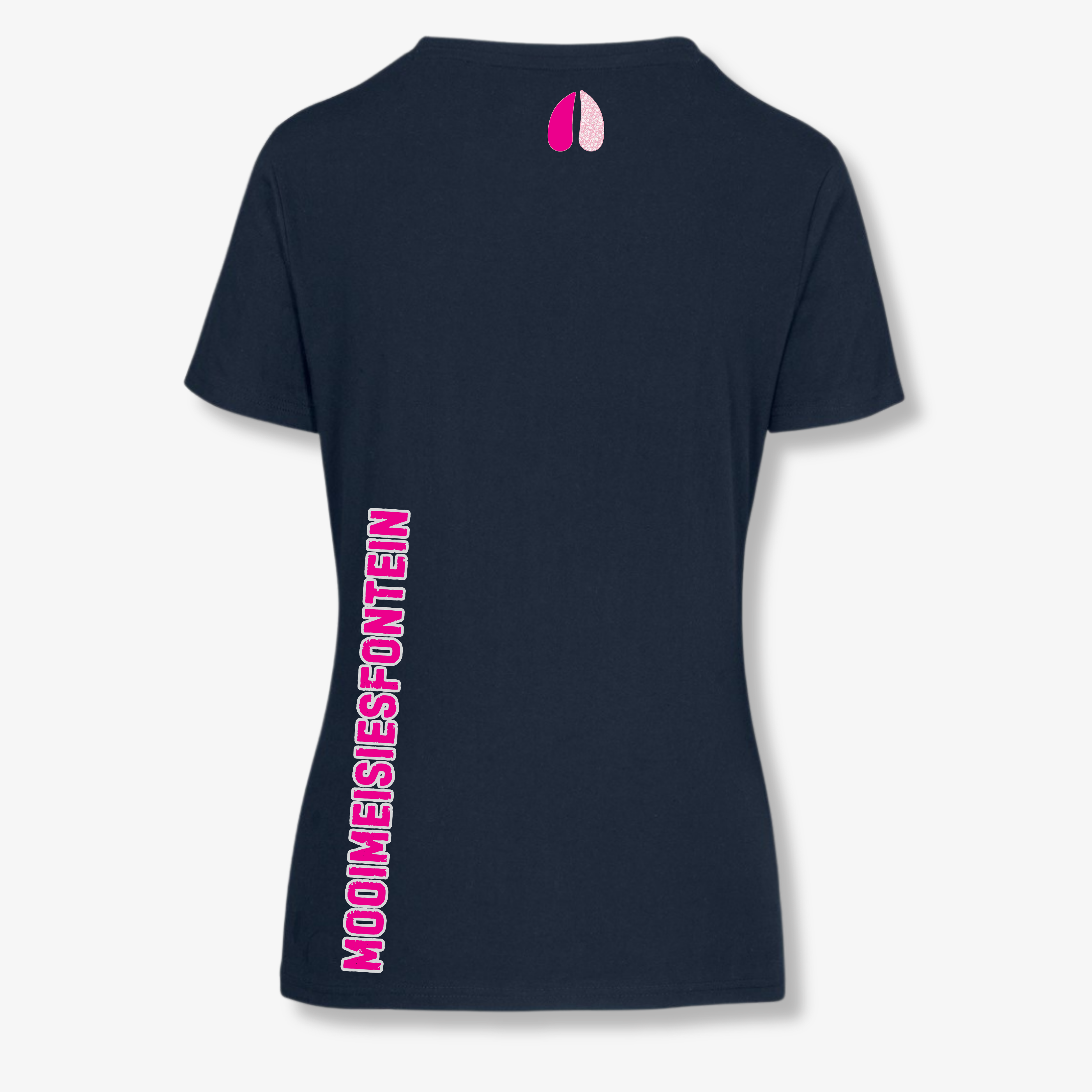 MMF Pink Flower Chest Tee – Navy