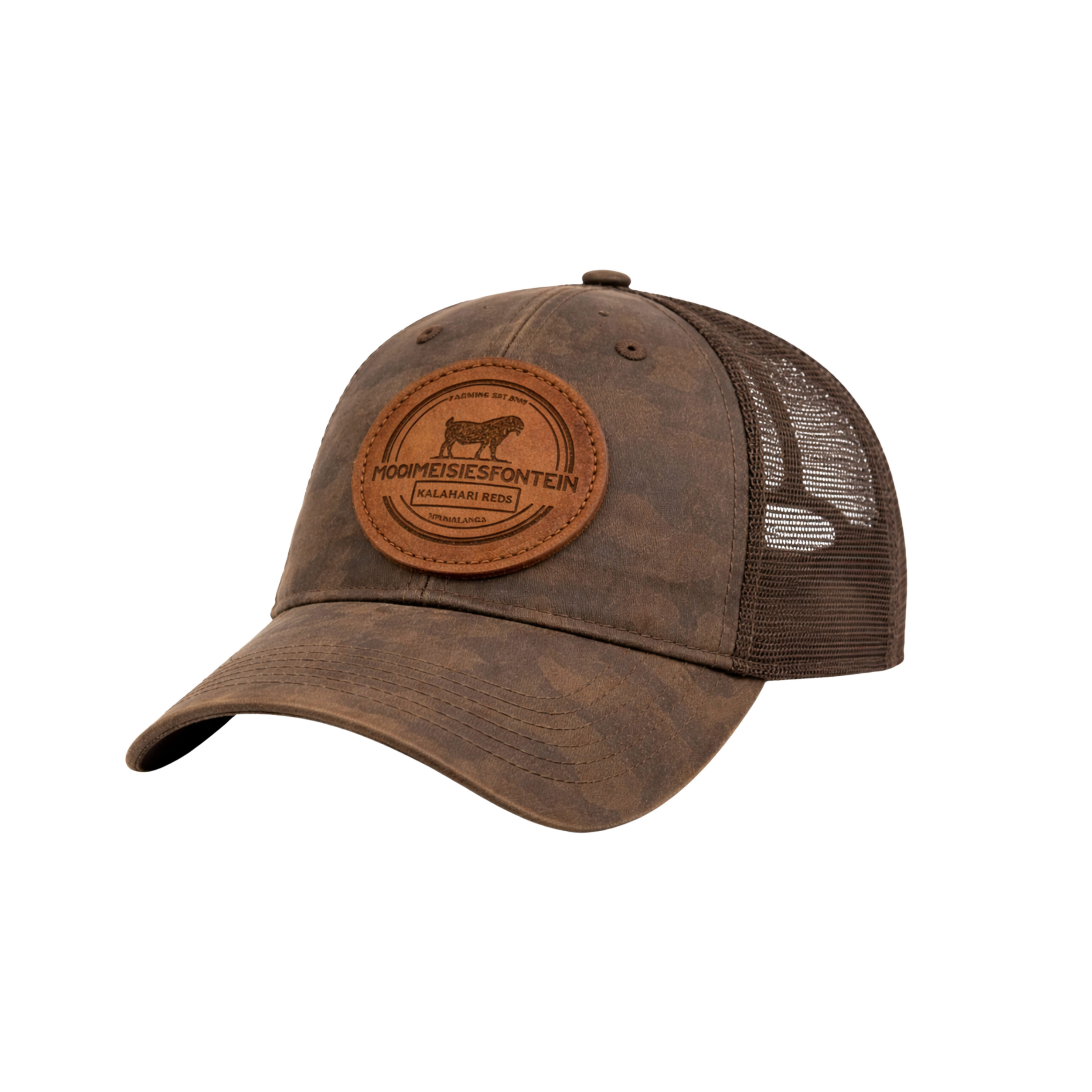 Mooimeisiesfontein Leather Patch Trucker Cap (Camo)