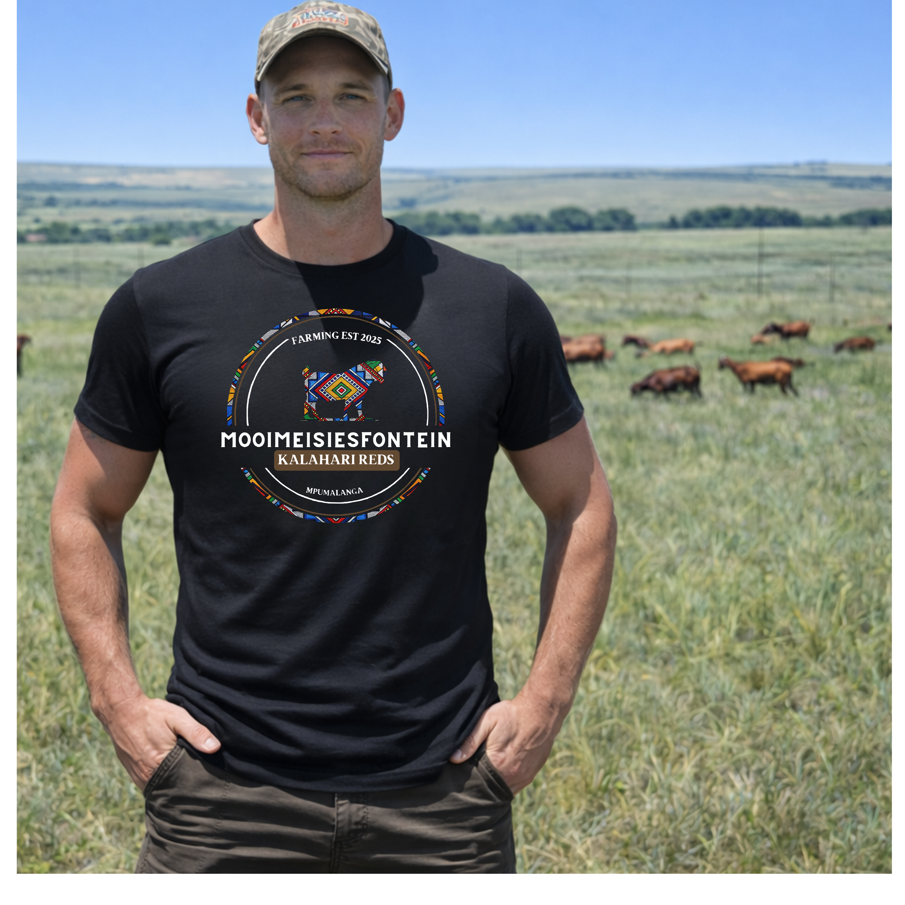 MMF Ndebele Chest Tee – Navy