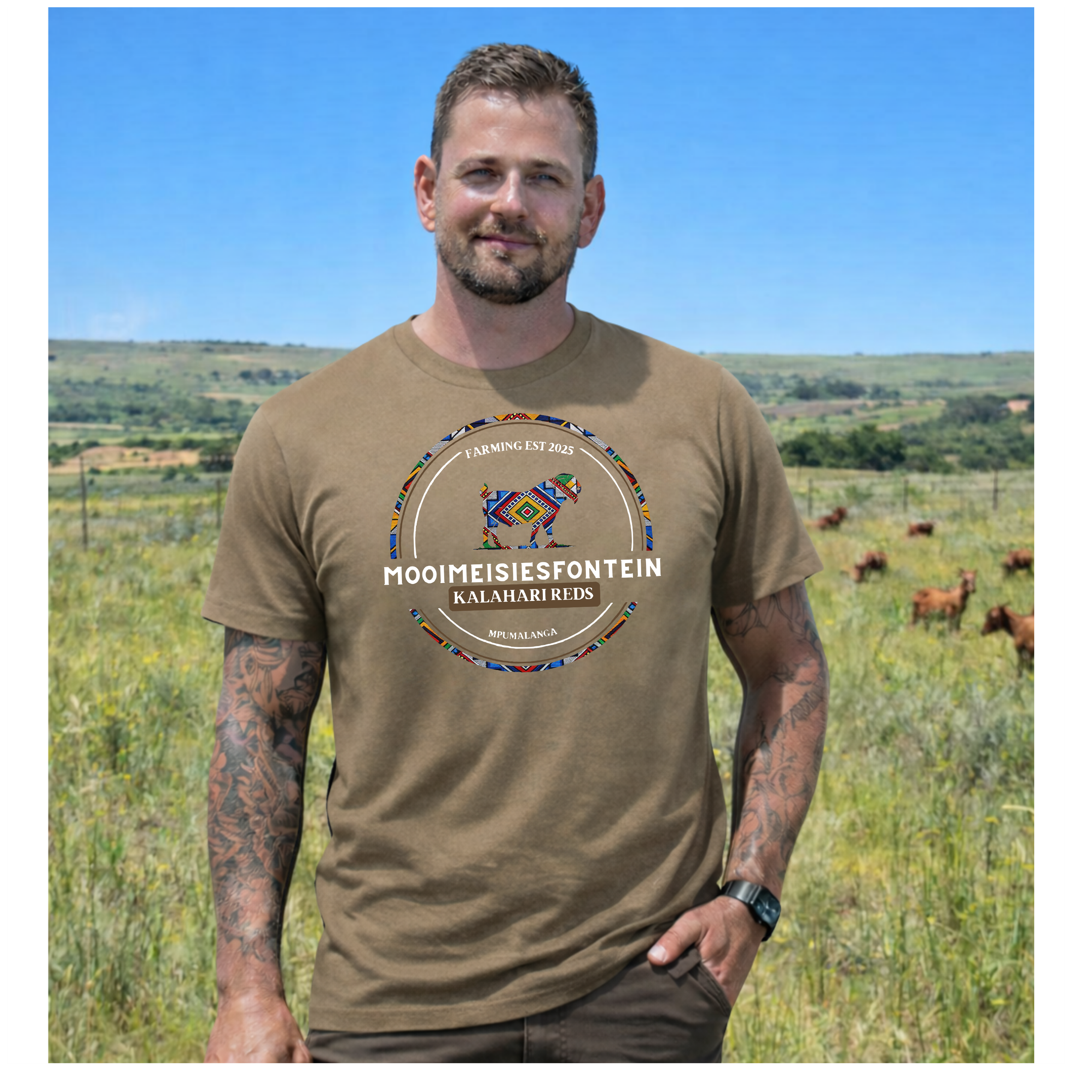 MMF Ndebele Chest Tee – Olive