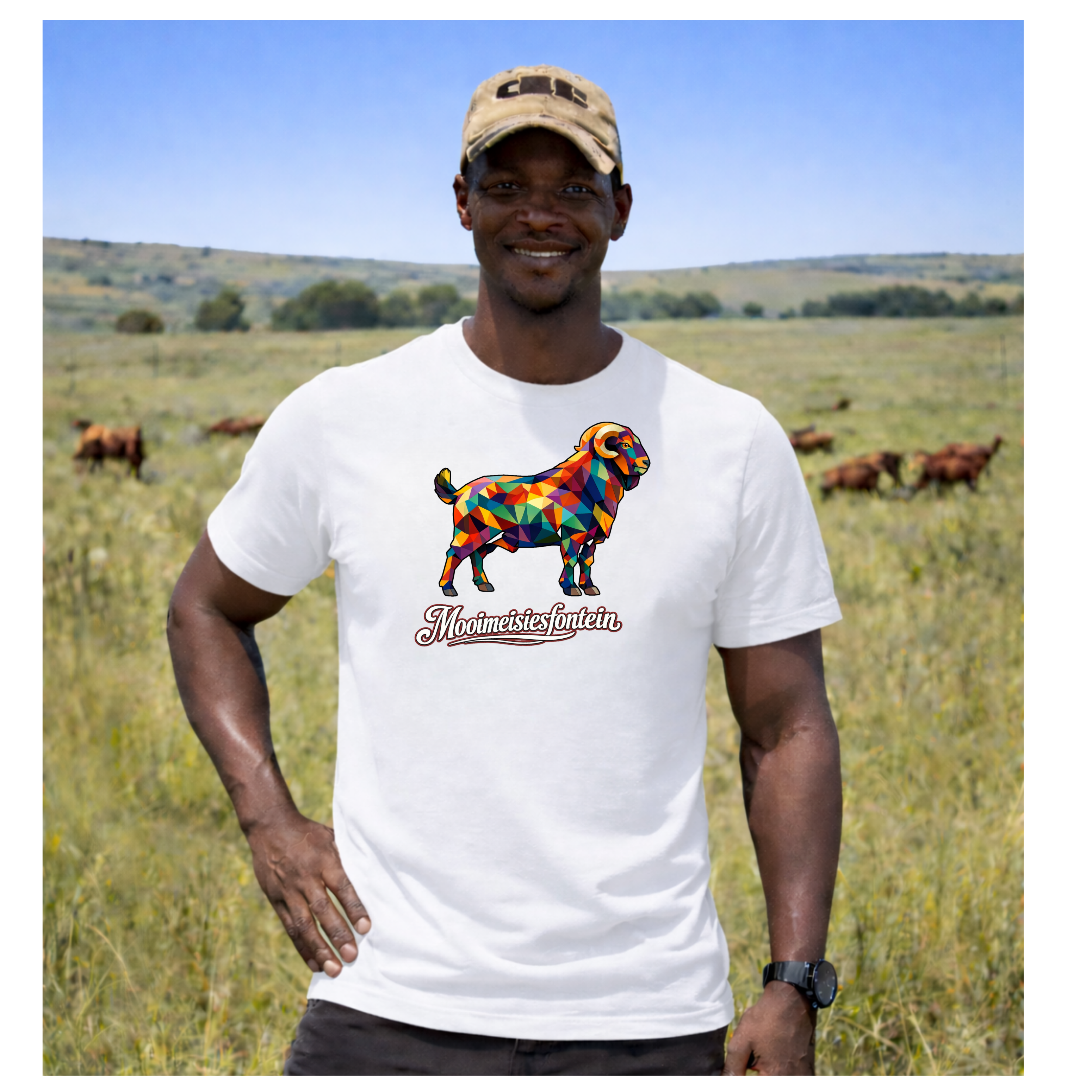 Geometric Stoet Ram Tee – White