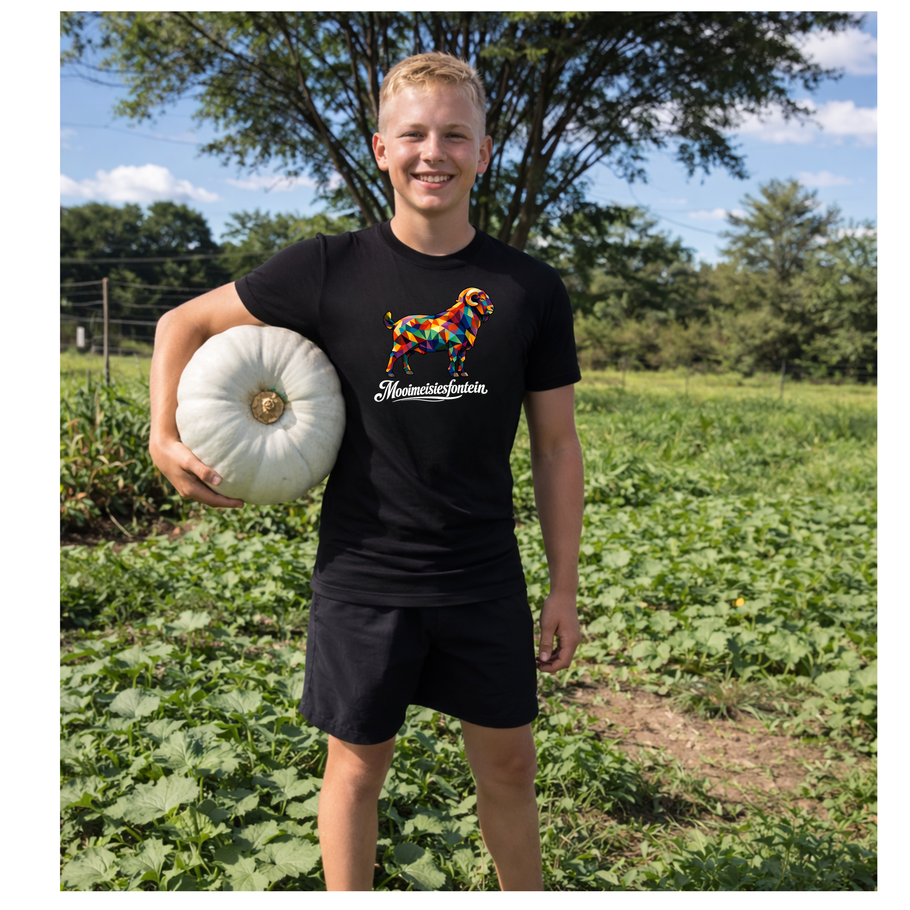 Geometric Stoet Ram Tee – Black