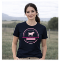 MMF Pink Flower Chest Tee – Navy
