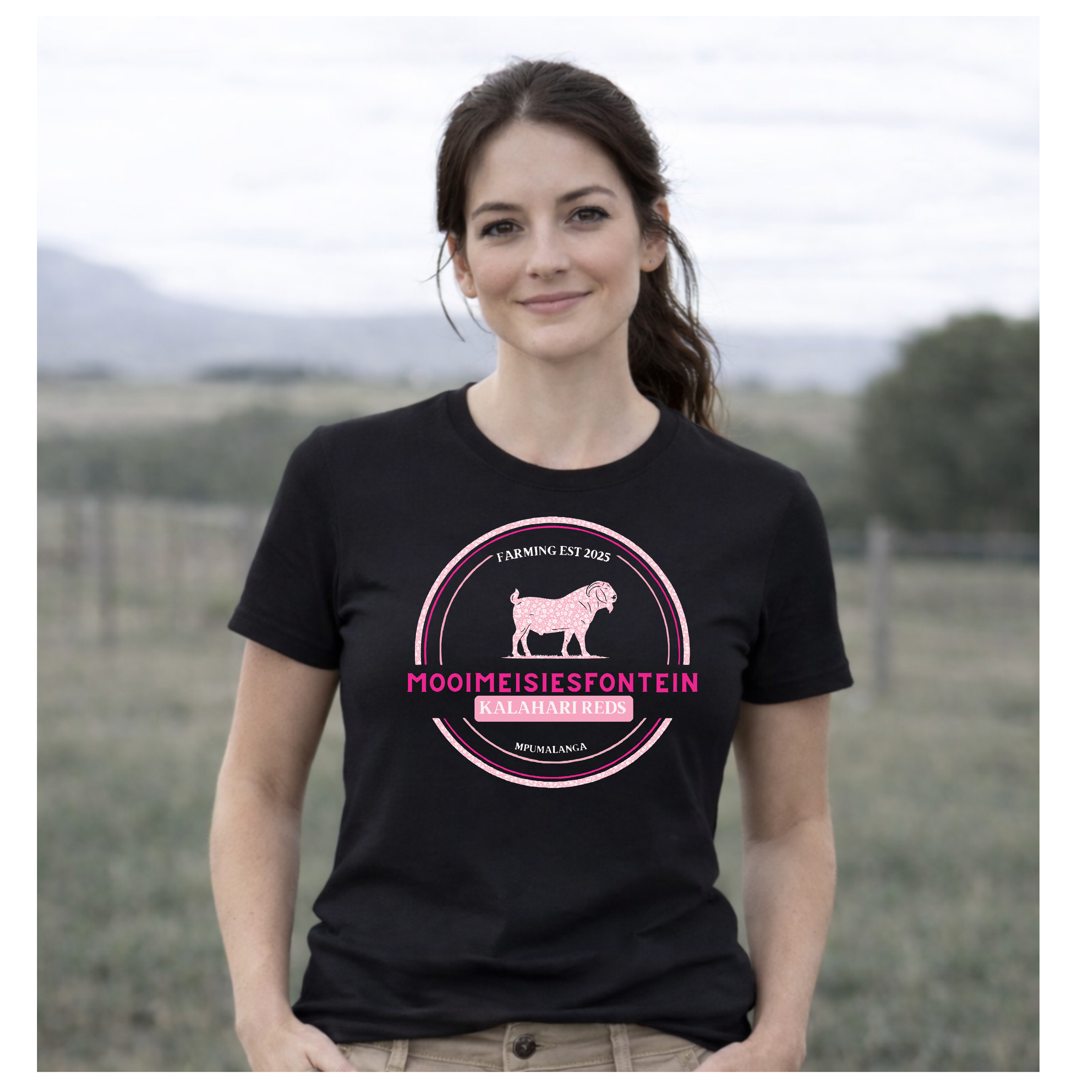 MMF Pink Flower Chest Tee – Black