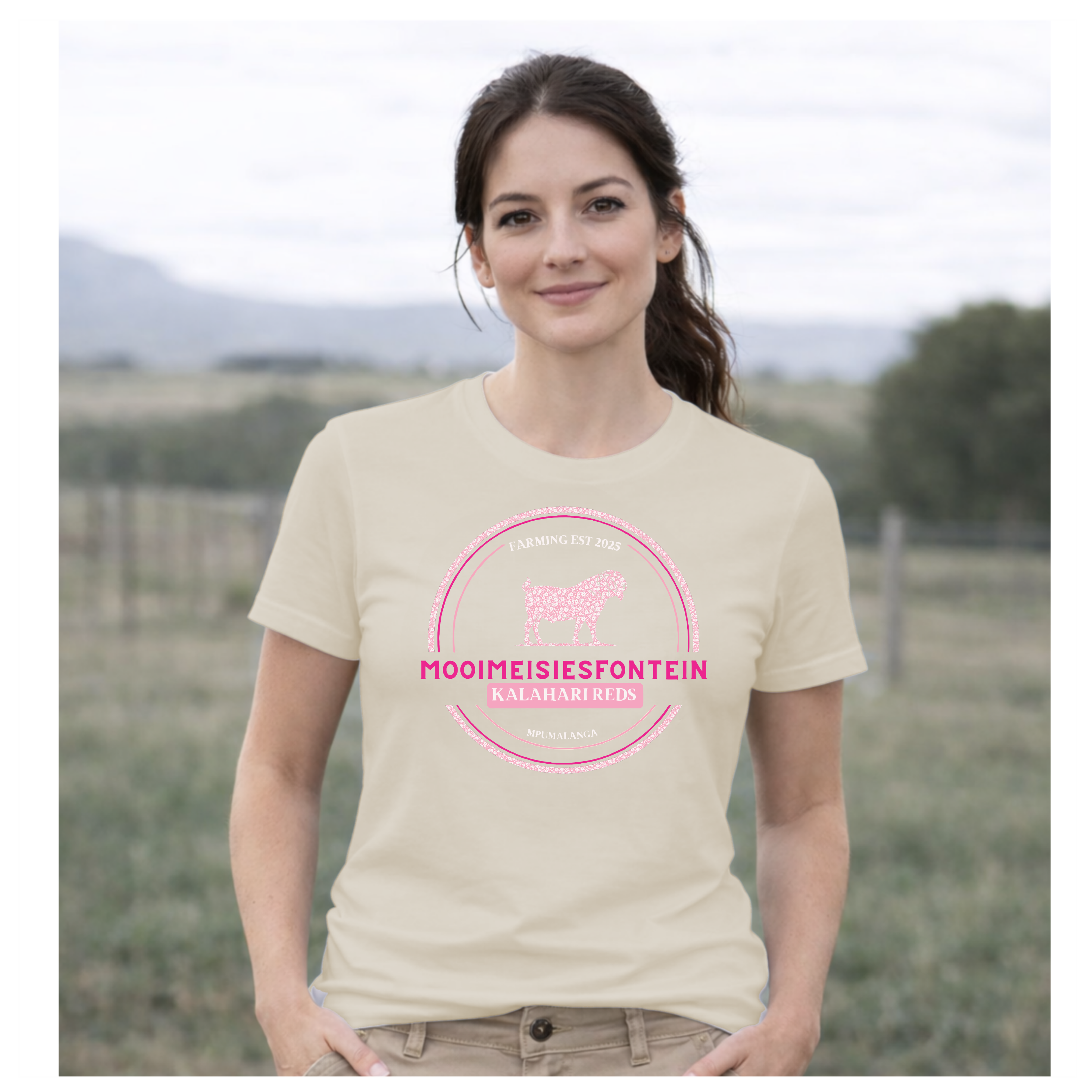 MMF Pink Flower Chest Tee – Natural