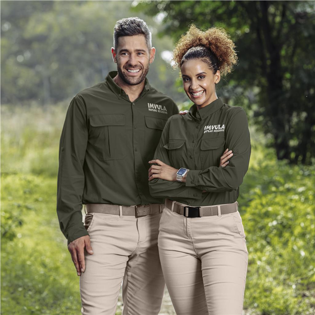Mens Long Sleeve Amatola Shirt - Olive Lifestyle 1