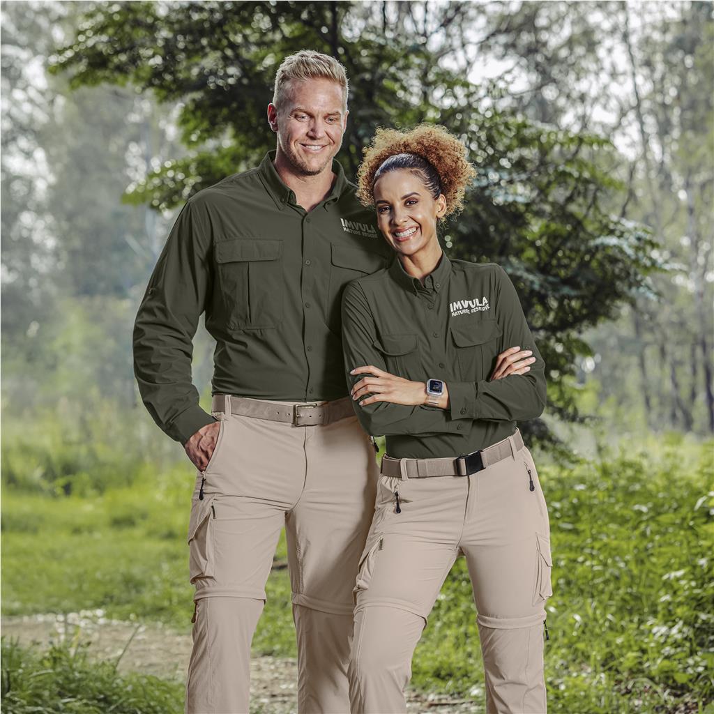 Mens Long Sleeve Amatola Shirt - Olive Lifestyle 2
