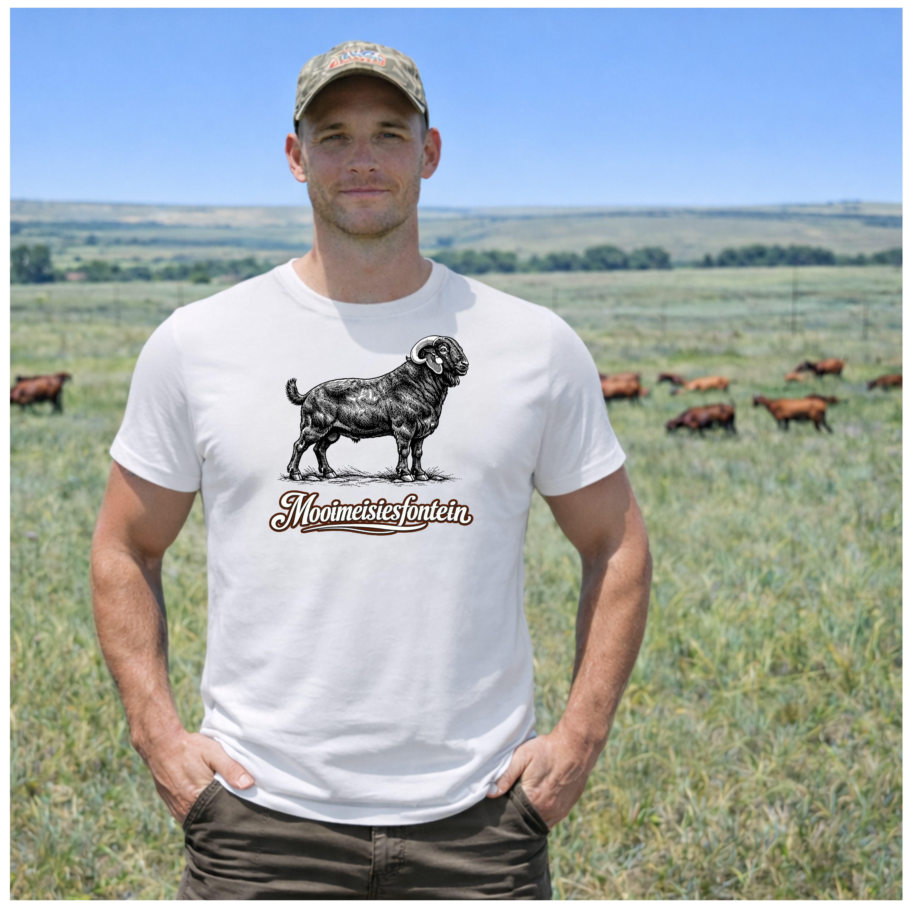 Stoet Ram Stencil Tee – White