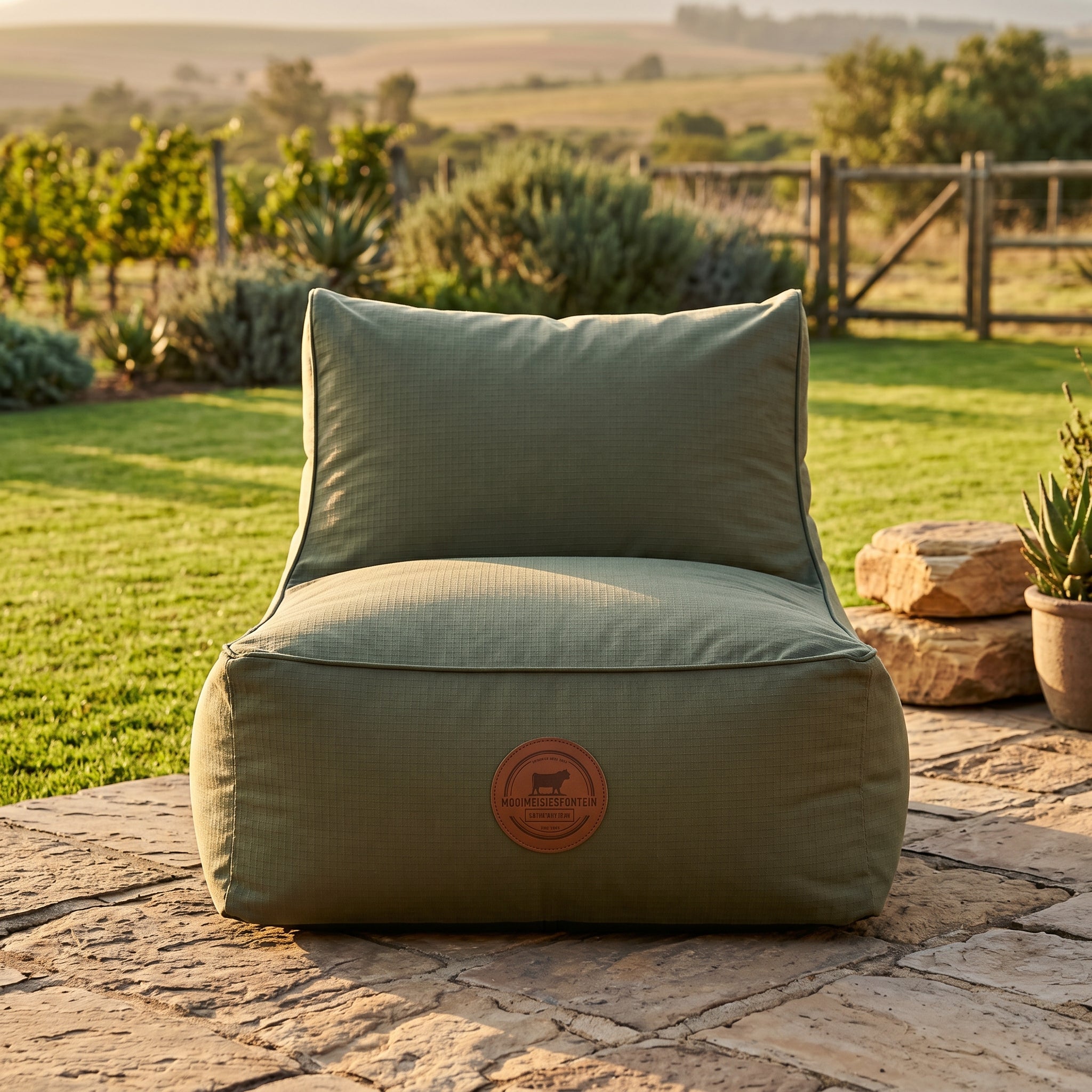 Mooimeisiesfontein Stoep Lounger Beanbag — Olive Green